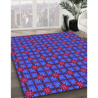 Patterned Blue Rug, pat2465pur