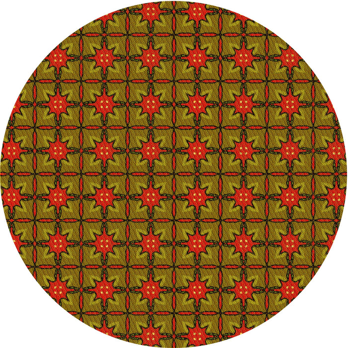 Square Patterned Saffron Red Rug, pat2465yw