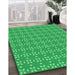 Patterned Neon Green Rug in Family Room, pat2466grn