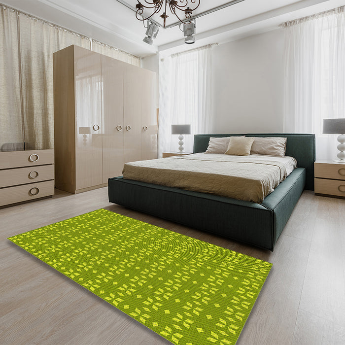 Round Machine Washable Transitional Pistachio Green Rug in a Office, wshpat2466yw