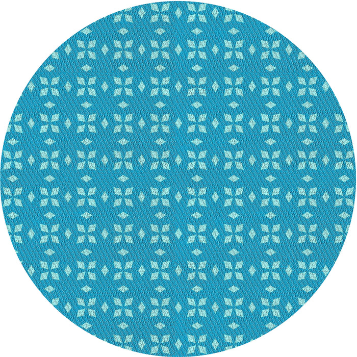 Square Machine Washable Transitional Bright Turquoise Blue Rug, wshpat2466