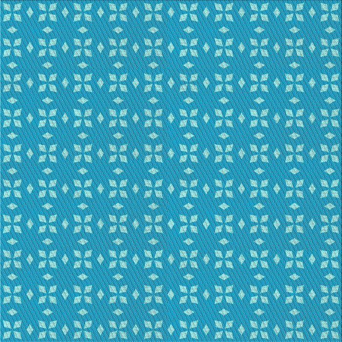 Square Patterned Bright Turquoise Blue Novelty Rug, pat2466