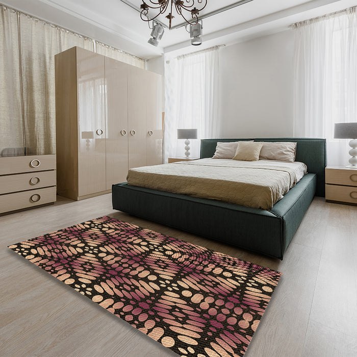 Patterned Midnight Gray Rug in a Bedroom, pat2468brn
