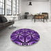 Round Patterned Purple Rug in a Office, pat2468pur