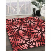 Patterned Maroon Red Rug, pat2468rd