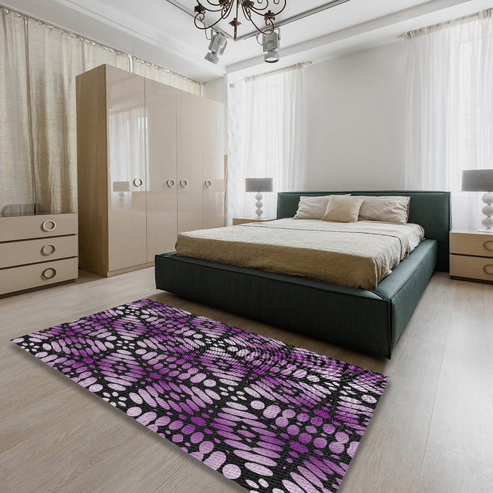Patterned Purple Novelty Rug in a Bedroom, pat2468