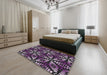 Machine Washable Transitional Purple Rug in a Bedroom, wshpat2468