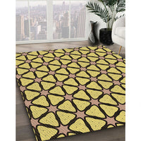 Patterned Bright Gold Yellow Rug, pat2469brn