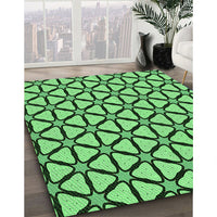 Patterned Deep Emerald Green Rug, pat2469grn