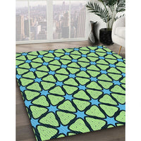 Patterned Medium Teal Green Rug, pat2469lblu