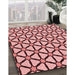 Patterned Pastel Pink Rug in Family Room, pat2469rd