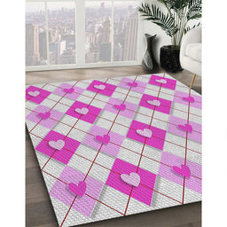 Patterned Neon Pink Novelty Rug in Family Room, pat246
