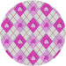 Sideview of Patterned Neon Pink Novelty Rug, pat246