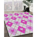 Machine Washable Transitional Neon Pink Rug in a Family Room, wshpat246