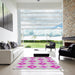 Square Machine Washable Transitional Neon Pink Rug in a Living Room, wshpat246
