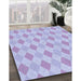 Patterned Purple Mimosa Purple Rug in Family Room, pat247blu