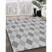 Machine Washable Transitional Platinum Silver Gray Rug in a Family Room, wshpat247gry