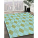 Patterned Dollar Bill Green Rug in Family Room, pat247lblu