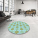 Round Patterned Dollar Bill Green Rug in a Office, pat247lblu