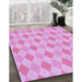 Machine Washable Transitional Blossom Pink Rug in a Family Room, wshpat247pur