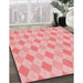 Patterned Baby Pink Rug in Family Room, pat247rd