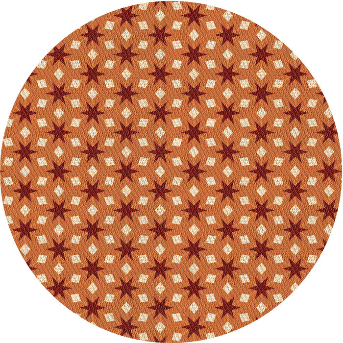 Square Patterned Scarlet Red Rug, pat2470org