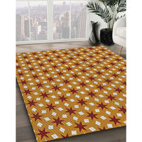 Patterned Mahogany Brown Novelty Rug, pat2470