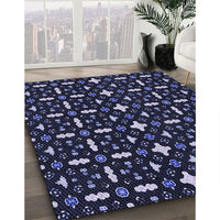 Patterned Night Blue Rug, pat2471blu