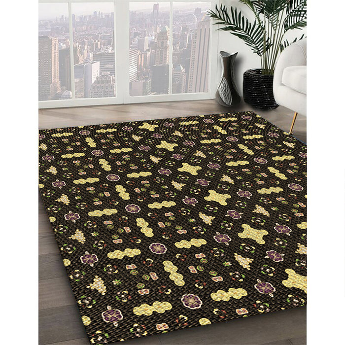 Machine Washable Transitional Black Rug in a Family Room, wshpat2471brn