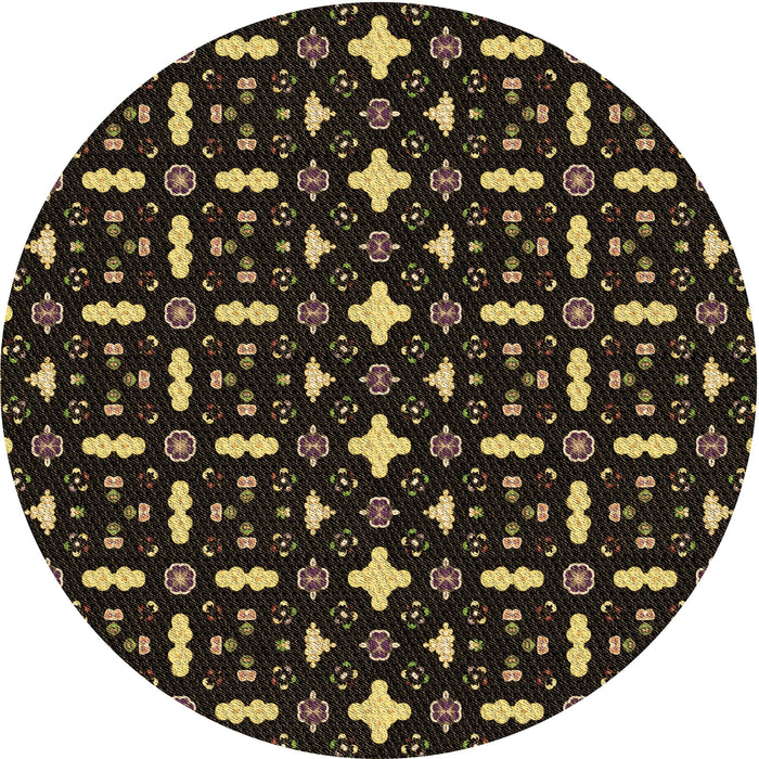 Square Patterned Black Rug, pat2471brn