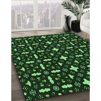 Patterned Black Rug, pat2471grn