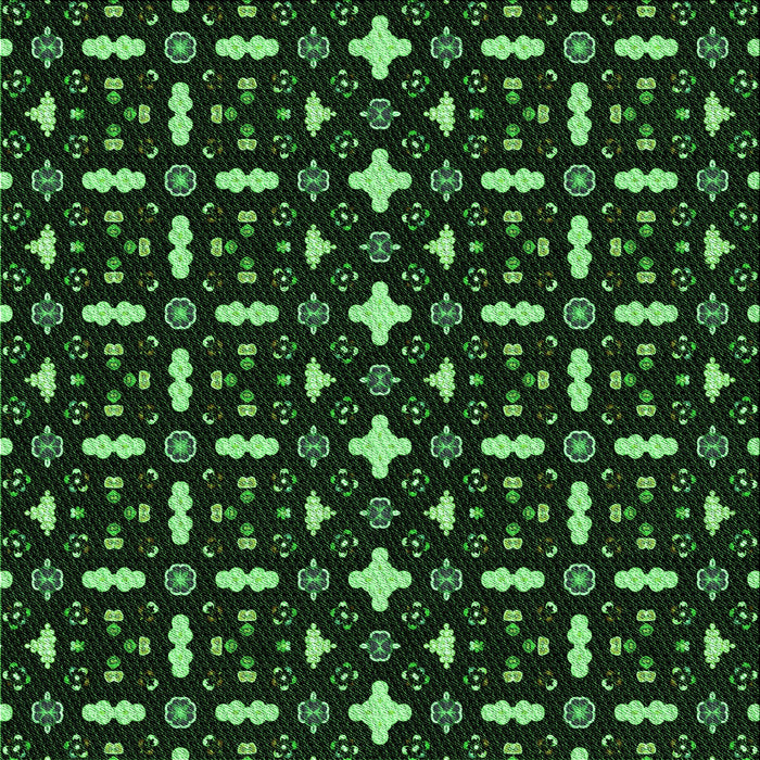 Round Machine Washable Transitional Black Rug, wshpat2471grn