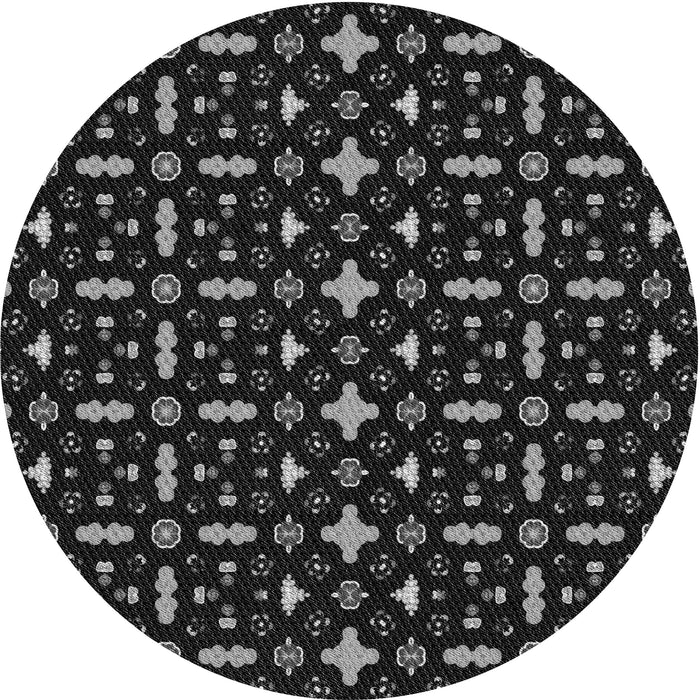 Square Patterned Black Rug, pat2471gry