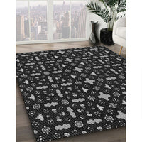 Patterned Black Rug, pat2471gry