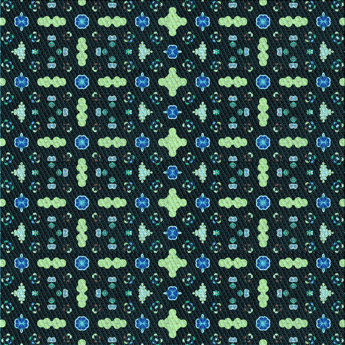 Round Patterned Black Rug, pat2471lblu