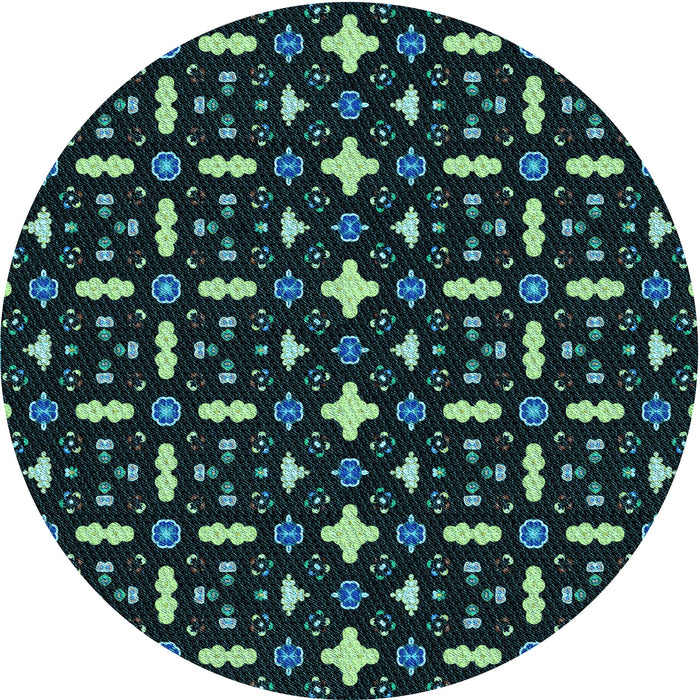 Square Patterned Black Rug, pat2471lblu