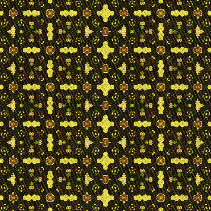 Round Patterned Dark Yellow Green Rug, pat2471yw