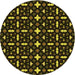 Square Patterned Dark Yellow Green Rug, pat2471yw