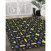 Patterned Black Novelty Rug in Family Room, pat2471