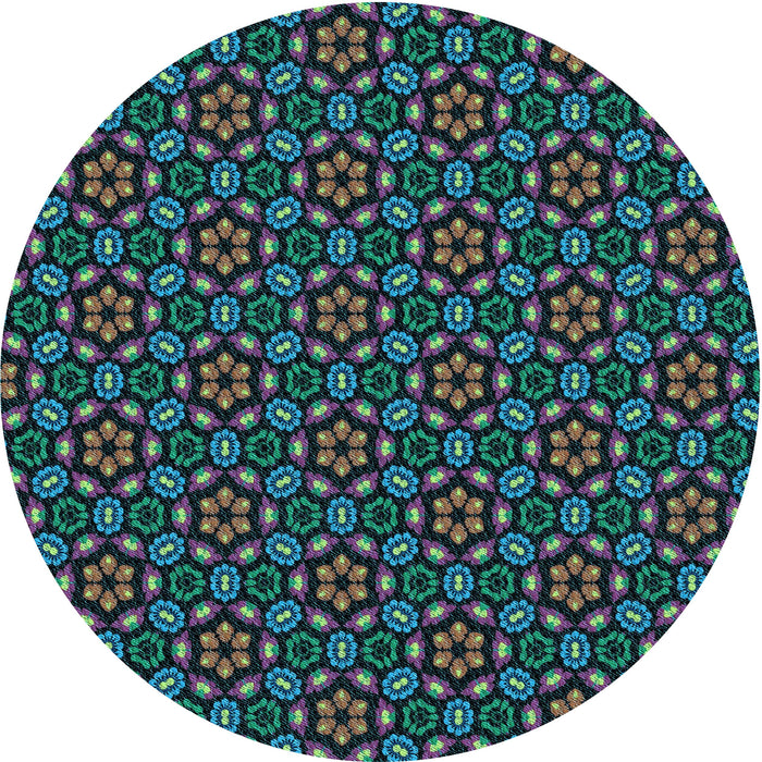 Square Machine Washable Transitional Deep-Sea Green Rug in a Living Room, wshpat2472lblu