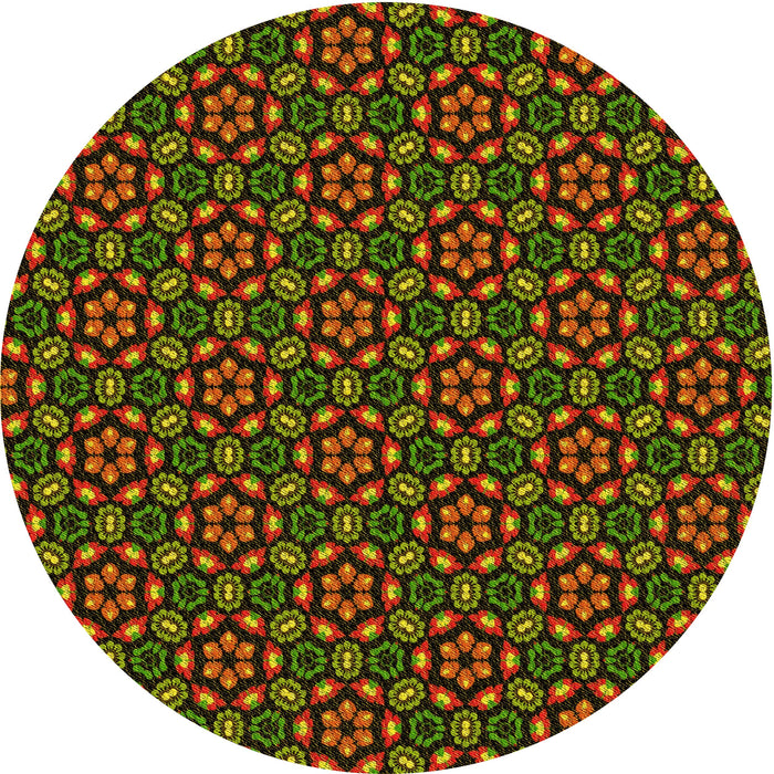 Square Machine Washable Transitional Dark Yellow Green Rug in a Living Room, wshpat2472yw