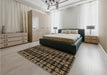 Patterned Midnight Gray Rug in a Bedroom, pat2473brn