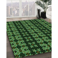 Patterned Black Rug, pat2473grn