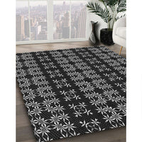 Patterned Black Rug, pat2473gry