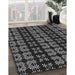 Patterned Black Rug in Family Room, pat2473gry