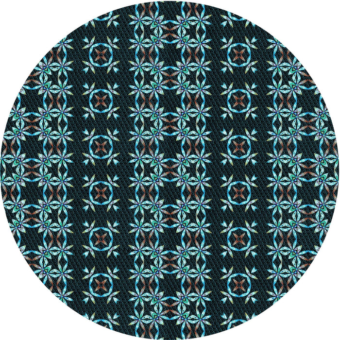 Square Machine Washable Transitional Deep-Sea Green Rug in a Living Room, wshpat2473lblu