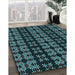 Machine Washable Transitional Deep-Sea Green Rug in a Family Room, wshpat2473lblu