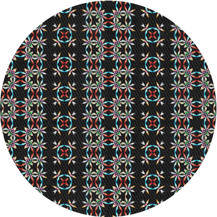 Square Machine Washable Transitional Black Rug, wshpat2473