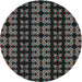 Square Machine Washable Transitional Black Rug, wshpat2473