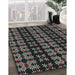 Patterned Black Novelty Rug in Family Room, pat2473